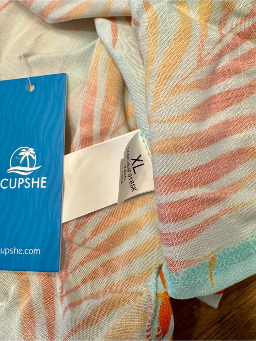NWT Cupshe Beach Vacation Dress/Cover-up in Light Blue and Orange - Picture 7 of 7
